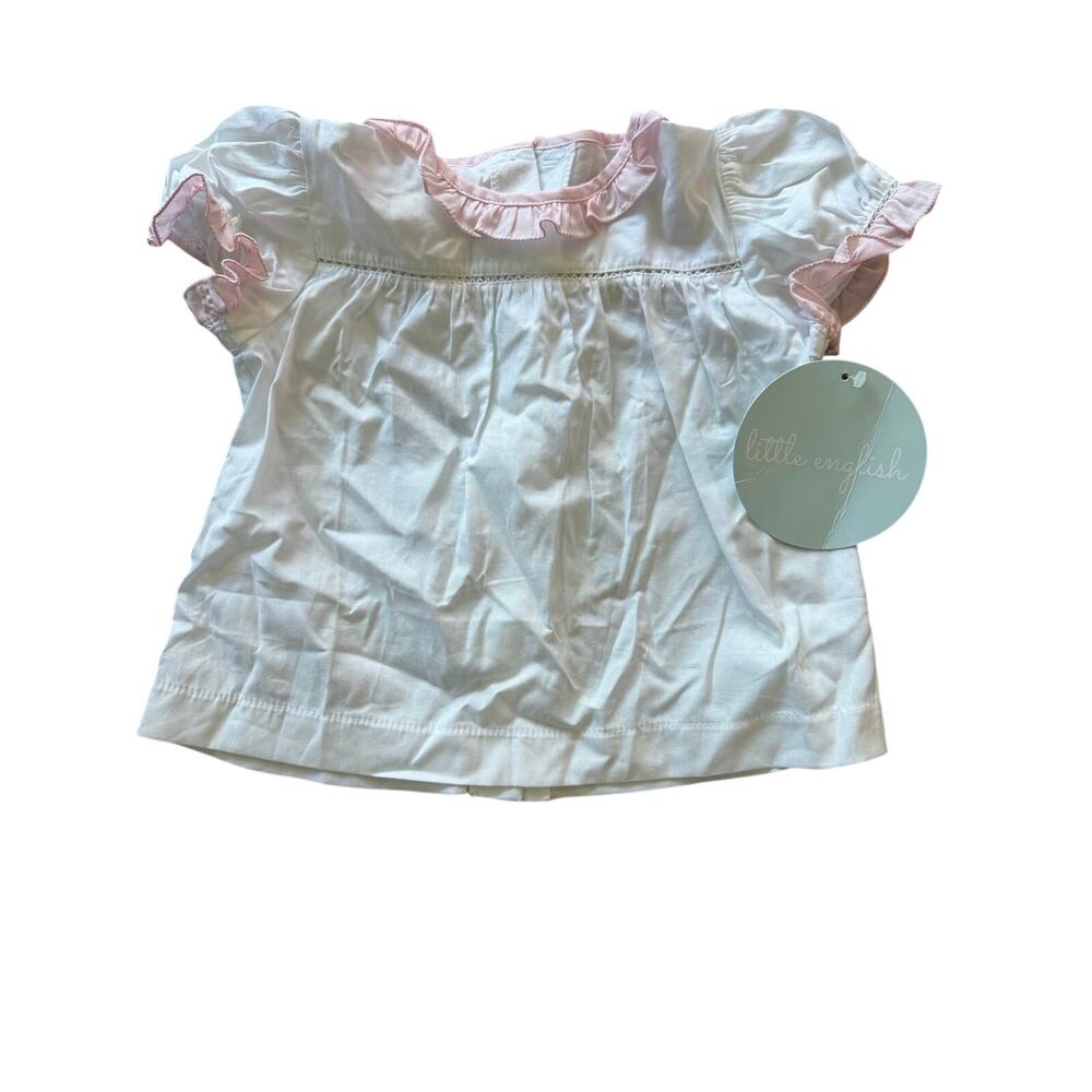 The Little English 24m ruffle trim collared top NEW